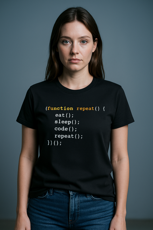 The "Eat, Sleep, Code, Repeat" Developer Tee