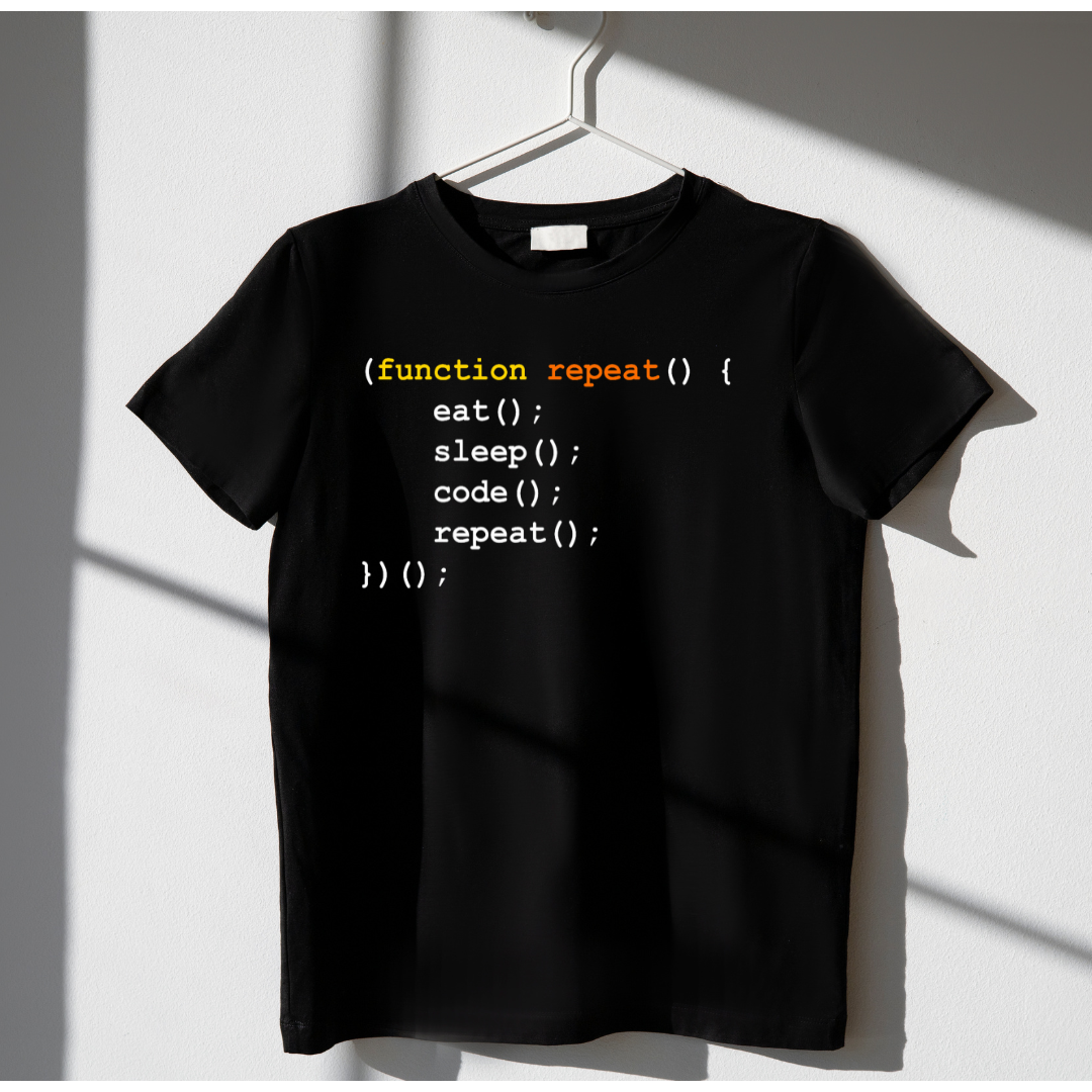 The "Eat, Sleep, Code, Repeat" Developer Tee